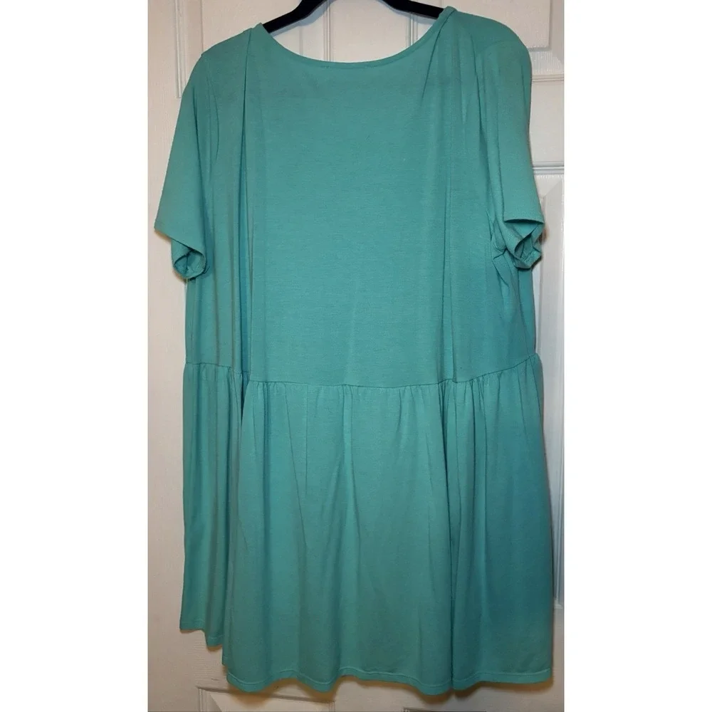 Zenana Premium Women's Boutique Skirted Tunic Ruffle Top 3X Aqua Blue - Picture 2 of 2